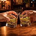 Personalised Wolf Daddy 10 oz Old Fashioned Whiskey Glass with Name Father's Day Gift for Father Grandfather