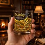 Personalised Wolf Daddy 10 oz Old Fashioned Whiskey Glass with Name Father's Day Gift for Father Grandfather