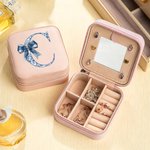Personalizado Toile De Jouy Lazo PU Cuero Joyero Portátil con Letra Viaje Cumpleaños Aniversario Regalo para Mujeres Niñas