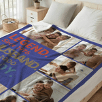 Couverture personnalisée multicolore avec texte et photos pour la maison Cadeau de fête des pères pour le père et le grand-père