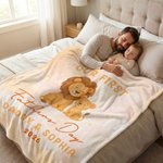 Personlig Vår første farsdag Animal Family Soft Throw-teppe med navn og år Hjemmeinnredning Farsdagsgave til ny pappa Nyfødt
