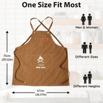 Personalised Grill-Themed Canvas Apron with Name amd Text Daily Use Father's Day Birthday Gift for Dad Grandpa BBQ Lovers