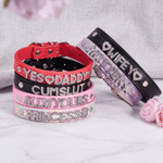 Personalizado Rhinestone Gargantilla de cuero collar ajustable con el nombre de Cosplay Cumpleaños Aniversario Día de San Valentín regalos para ella