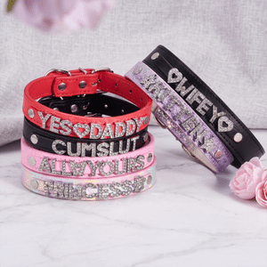 Personalised Rhinestone Leather Choker Adjustable Necklace with Name Cosplay Birthday Anniversary Valentine's Day Gifts for Her