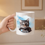 Personalised Watercolour Pet Photo 11 oz 15 oz Ceramic Mug with Name Daily Use Birthday Pet Party Gift for Pet Lovers Friends