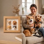 Personalized 3D Pet Head Portrait Sculpture Magnetic Wooden Frame Set with Text Desk Decor Birthday Keepsake Gift for Cat Dog Pet Lovers