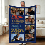 Couverture personnalisée multicolore avec texte et photos pour la maison Cadeau de fête des pères pour le père et le grand-père