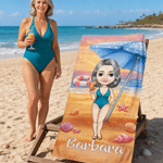 Serviette de plage personnalisée en microfibre à séchage rapide avec nom et sac à cordon Cadeau d'anniversaire pour enfant adulte