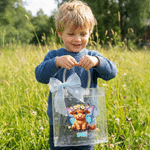 Personalizada Nacimiento Flor Mariposa Alas Lindo Highland Vaca Bolsa de Regalo con Nombre y Lazo Rosa Azul Cinta Uso Diario Regalo de Cumpleaños para Niñas Niños