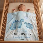 Personlig Vår første farsdag Animal Family Soft Throw-teppe med navn og år Hjemmeinnredning Farsdagsgave til ny pappa Nyfødt