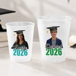 Personalisierte Graduation Cap Foto Einweg-Plastikbecher mit Namen und Jahr Satz von 10 Feier Graduation Party Favorit für Absolventen mattiert
