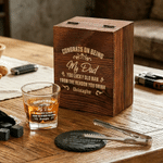 Personalised Our Dad Title Whiskey Glass 4 Stones Wooden Box Set with Name Birthday Father's Day Gift for Dad Grandad