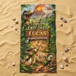Spersonalizowany ręcznik plażowy Jungle Adventure Dinosaur Szybkoschnący Ręcznik plażowy z imieniem Niezbędny w podróży Letnie wakacje Prezent urodzinowy dla dzieci