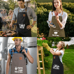 Personalised Grill-Themed Canvas Apron with Name amd Text Daily Use Father's Day Birthday Gift for Dad Grandpa BBQ Lovers