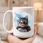 Personalised Watercolour Pet Photo 11 oz 15 oz Ceramic Mug with Name Daily Use Birthday Pet Party Gift for Pet Lovers Friends