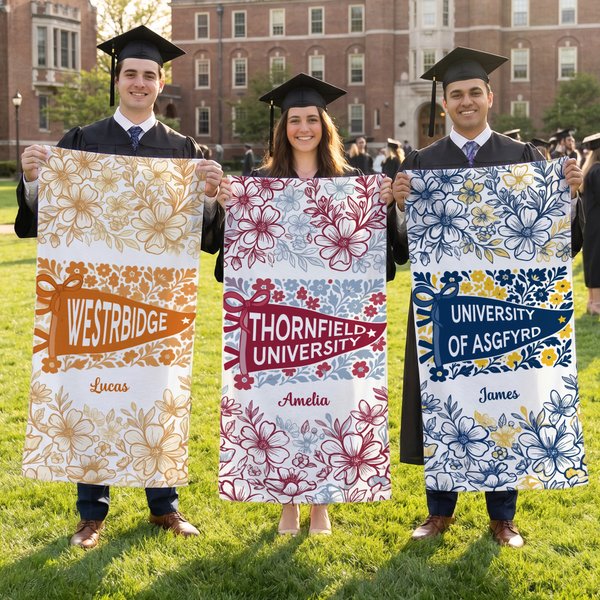 Personalised Floral Quick Dry Oversized Beach Towel with School Name and Name Travel Essentials Beach Party Graduation Gift for Friends Graduates