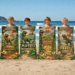 Spersonalizowany ręcznik plażowy Jungle Adventure Dinosaur Szybkoschnący Ręcznik plażowy z imieniem Niezbędny w podróży Letnie wakacje Prezent urodzinowy dla dzieci