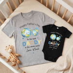 Gepersonaliseerde Happy Father's Day 100% Katoenen Baby Bodysuit T-shirt Matching Outfit met Naam Vaderdagcadeau voor Papa Baby