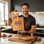 Personalized Identity Established Date Wooden Charcuterie Cutting Board with Grip Daily Use Father's Day Gift for Dad Grandpa