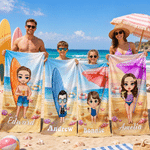 Serviette de plage personnalisée en microfibre à séchage rapide avec nom et sac à cordon Cadeau d'anniversaire pour enfant adulte