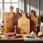 Personalized Identity Established Date Wooden Charcuterie Cutting Board with Grip Daily Use Father's Day Gift for Dad Grandpa