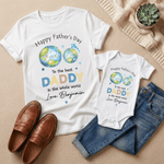 Gepersonaliseerde Happy Father's Day 100% Katoenen Baby Bodysuit T-shirt Matching Outfit met Naam Vaderdagcadeau voor Papa Baby