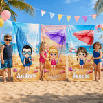 Serviette de plage personnalisée en microfibre à séchage rapide avec nom et sac à cordon Cadeau d'anniversaire pour enfant adulte