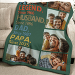 Couverture personnalisée multicolore avec texte et photos pour la maison Cadeau de fête des pères pour le père et le grand-père