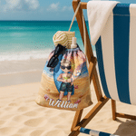 Personalizzato Cartoon Character Drawstring Zaino da spiaggia con nome Festa di compleanno in spiaggia per bambino adulto