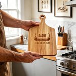 Personalized Identity Established Date Wooden Charcuterie Cutting Board with Grip Daily Use Father's Day Gift for Dad Grandpa