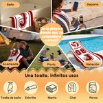 Toalla de playa personalizada de secado rápido multicolor con balón deportivo nombre y número regalo de cumpleaños para amantes de los deportes