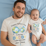 Gepersonaliseerde Happy Father's Day 100% Katoenen Baby Bodysuit T-shirt Matching Outfit met Naam Vaderdagcadeau voor Papa Baby