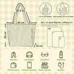 Gepersonaliseerde Grote Ribfluwelen Tas met Geboortebloem en Naam voor Dagelijks Gebruik Reizen of als Verjaardagscadeau voor Vrouwen