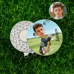 Gepersonaliseerde gezichtsfoto Cartoon Karakter Golfbal Marker Magnetische Hoed Clip met Naam Verjaardag Game Day Gift voor Golfspeler