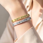 Personalizada Multicolor 1-15 Flores de Nacimiento Pulsera Ajustable con Mensaje Grabado Uso Diario Día de la Madre Regalo para Amigos de la Familia