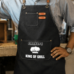 Personalised Grill-Themed Canvas Apron with Name amd Text Daily Use Father's Day Birthday Gift for Dad Grandpa BBQ Lovers