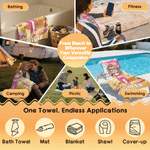 Serviette de plage personnalisée en microfibre à séchage rapide avec nom et sac à cordon Cadeau d'anniversaire pour enfant adulte
