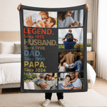 Couverture personnalisée multicolore avec texte et photos pour la maison Cadeau de fête des pères pour le père et le grand-père