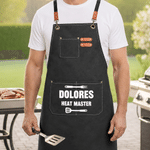 Personalised Grill-Themed Canvas Apron with Name amd Text Daily Use Father's Day Birthday Gift for Dad Grandpa BBQ Lovers