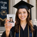 Personalisierte Graduation Cap Foto Einweg-Plastikbecher mit Namen und Jahr Satz von 10 Feier Graduation Party Favorit für Absolventen mattiert