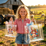 Personalizada Nacimiento Flor Mariposa Alas Lindo Highland Vaca Bolsa de Regalo con Nombre y Lazo Rosa Azul Cinta Uso Diario Regalo de Cumpleaños para Niñas Niños