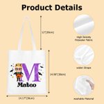 Personalizzato Carino personaggio dei cartoni animati tela Tote Treat Bag con nome e iniziale Dolcetto o scherzetto Halloween Party Favor Gift per i bambini