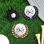 Personalisierter magnetischer Golfballmarker mit Hutclip | Lorbeerkranz- und Monogramm-Design | Geburtstag Geschenk für Golfliebhaber