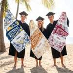 Personalized Floral Quick Dry Oversized Beach Towel with School Name and Name Travel Essentials Beach Party Graduation Gift for Friends Graduates