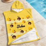 Personalised Playful emoji Scene Face Photo Quick Dry Hooded Beach Towel with Name Beach Party Birthday Gift for Kids | Callie × emoji ™