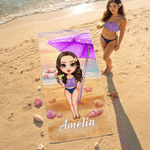 Serviette de plage personnalisée en microfibre à séchage rapide avec nom et sac à cordon Cadeau d'anniversaire pour enfant adulte