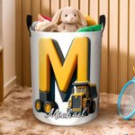 Panier de rangement à linge Oxford avec nom Dinosaur Mermaid Cartoon Style Initial Daily Use Birthday Gift for Boys Girls