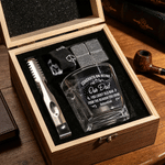 Personalised Our Dad Title Whiskey Glass 4 Stones Wooden Box Set with Name Birthday Father's Day Gift for Dad Grandad