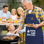 Personalised Grill-Themed Canvas Apron with Name amd Text Daily Use Father's Day Birthday Gift for Dad Grandpa BBQ Lovers