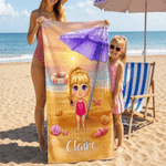 Serviette de plage personnalisée en microfibre à séchage rapide avec nom et sac à cordon Cadeau d'anniversaire pour enfant adulte